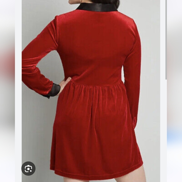 New Modcloth Red Velvet Skull Dress - Picture 2 of 3